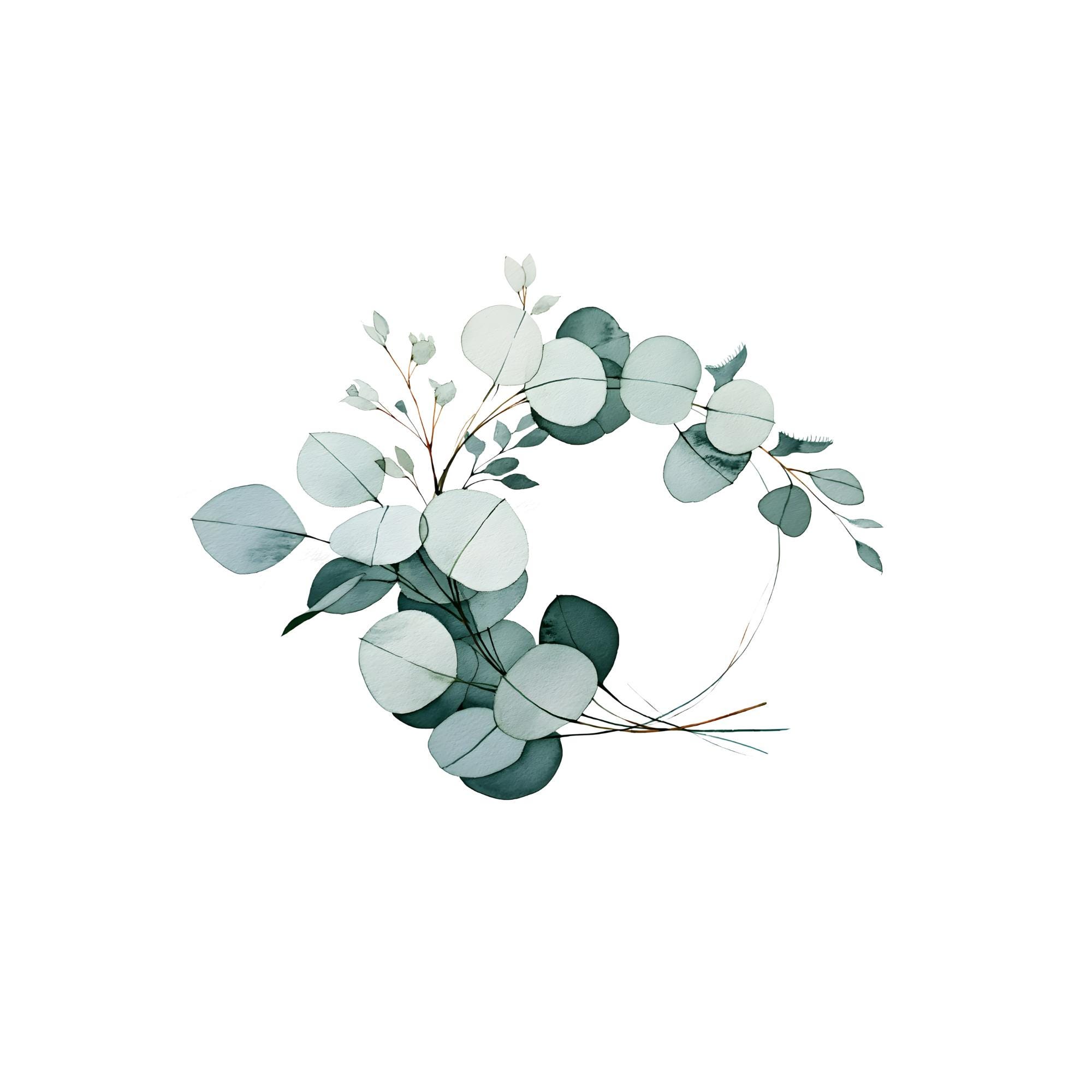 Eucalyptus Wreath Watercolor Print | Sage Green Botanical Wall Art | Minimalist Wedding Decor | Instant Download