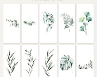 Eucalyptus Olive Branch Wall Art Set | 10 Sage Green Watercolor Plant Prints | Minimalist Botanical Decor | Digital Download