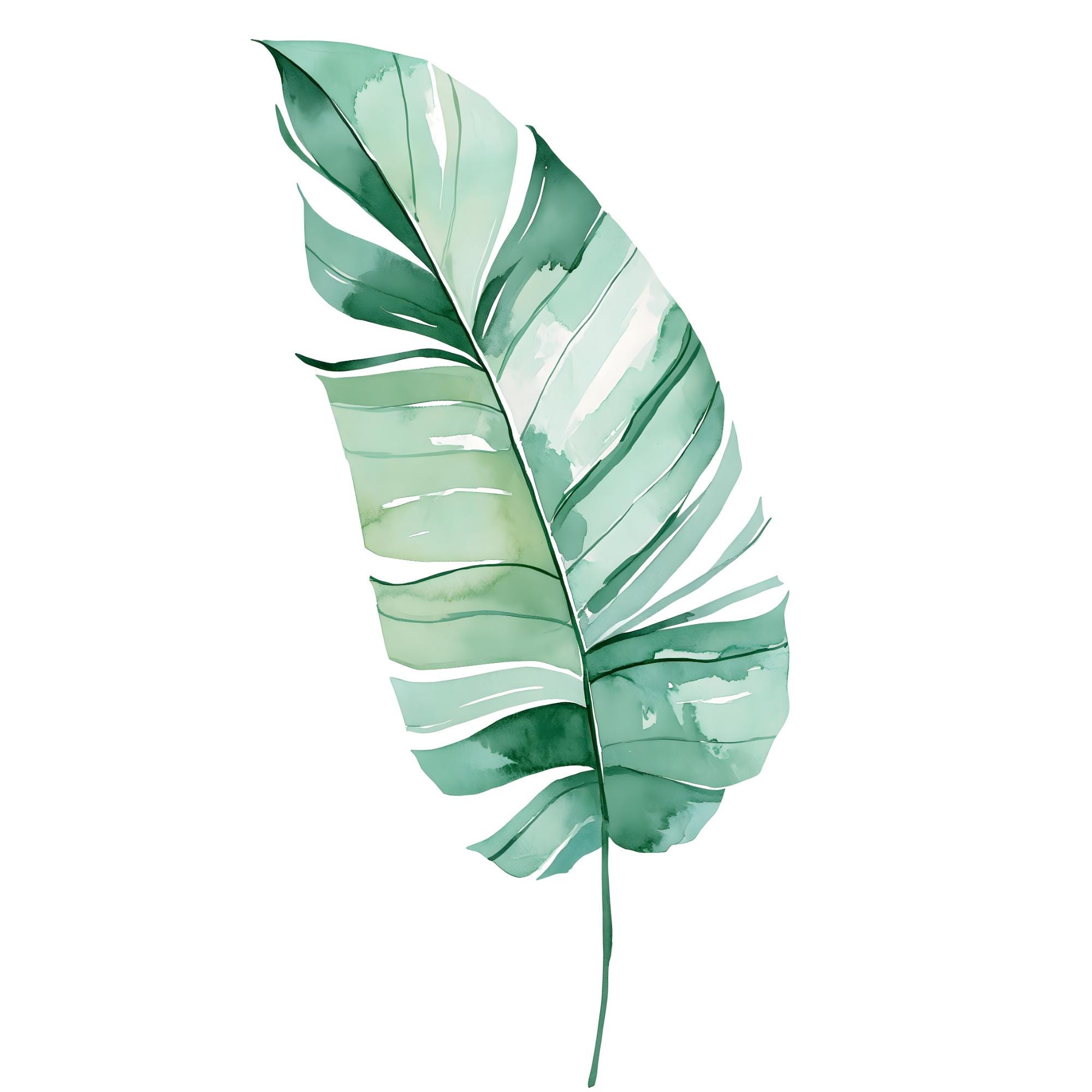 Banana Leaf Watercolor Print | Tropical Botanical Wall Art | Boho Greenery Decor | Instant Download