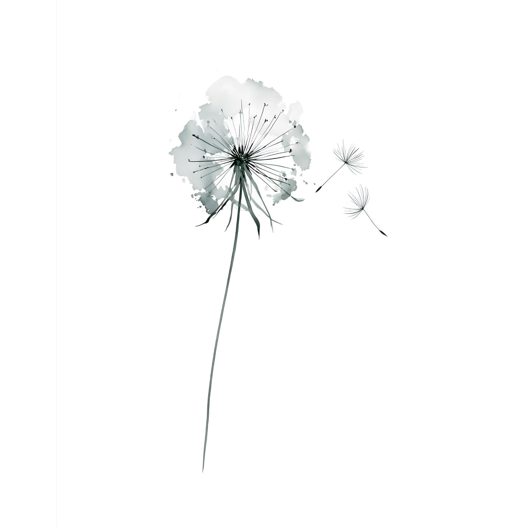 Dandelion Watercolor Print | Minimalist Botanical Sage Green Boho Wall Art (Digital Download)