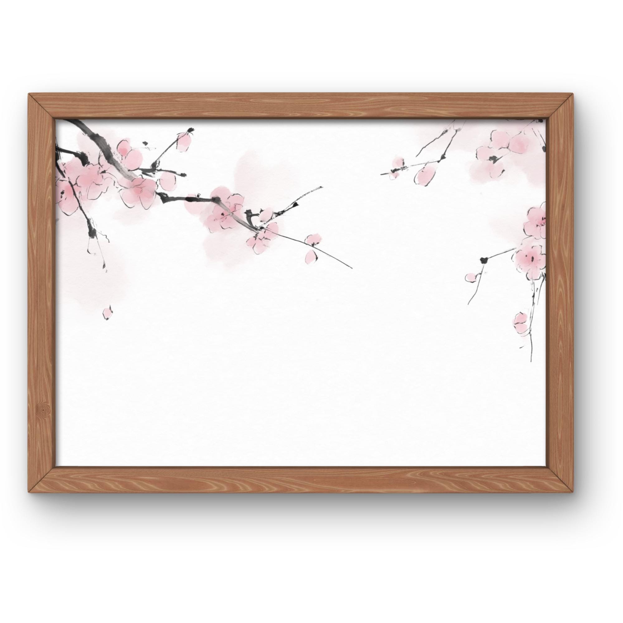Cherry Blossom Watercolor Print | Japanese Ink Wash Wall Art | Minimalist Floral Home Decor