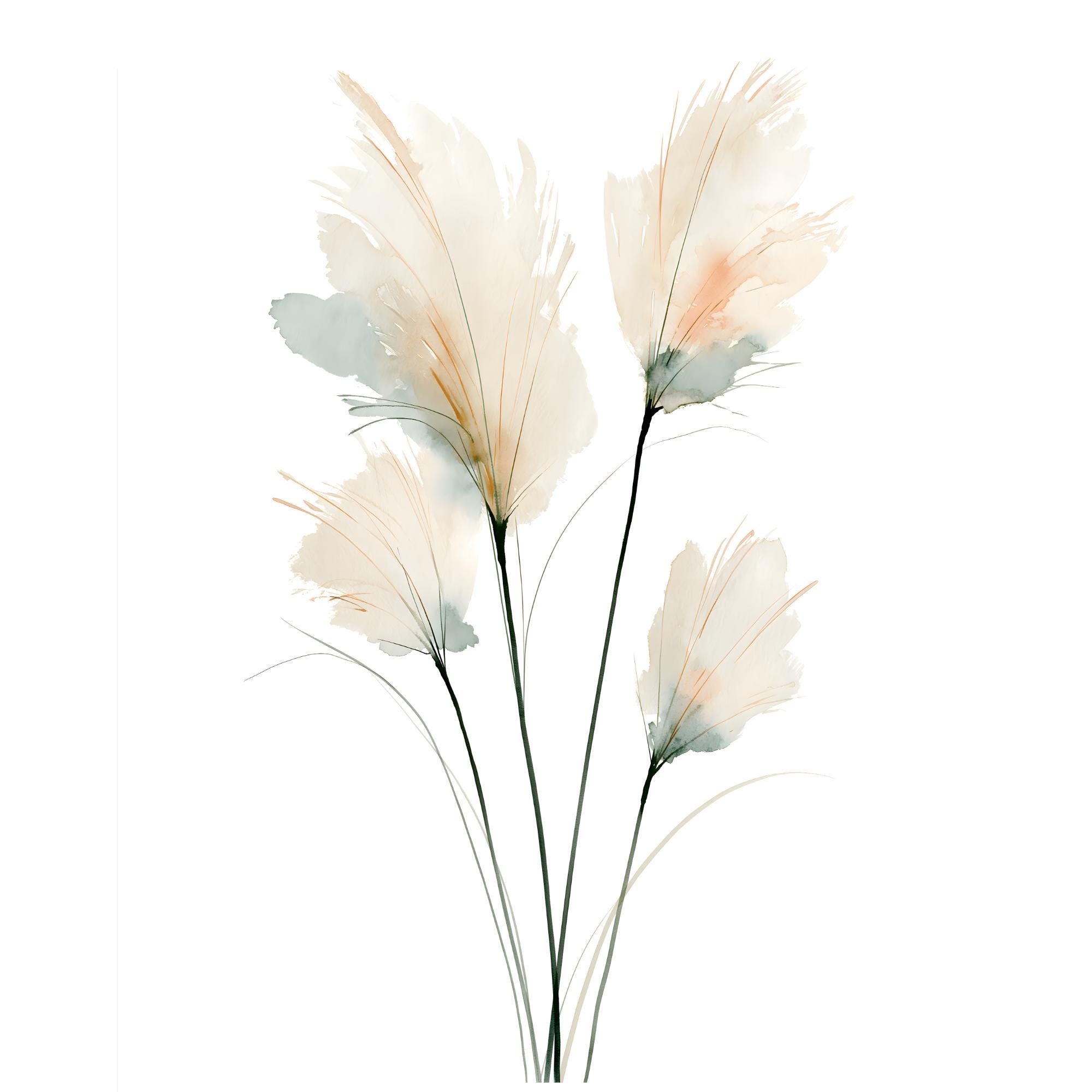 Pampas Grass Watercolor Print | Boho Botanical Wall Art | Neutral Japandi Home Decor | Instant Download