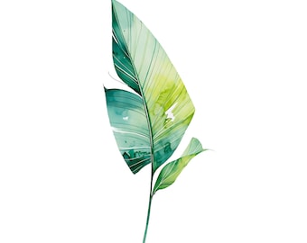 Bird of Paradise Leaf Print | Tropical Watercolor Wall Art (Digital Download)
