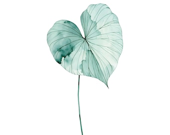 Philodendron Leaf Watercolor Print | Heart Shaped Botanical Wall Art | Boho Houseplant Decor Instant Download