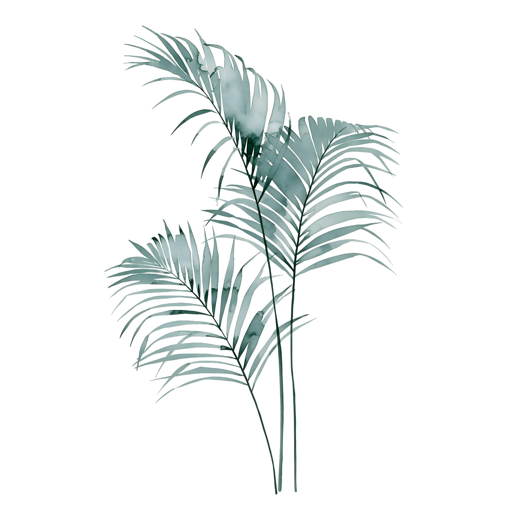 Areca Palm Watercolor Print | Sage Green Tropical Leaf Wall Art (Digital Download)