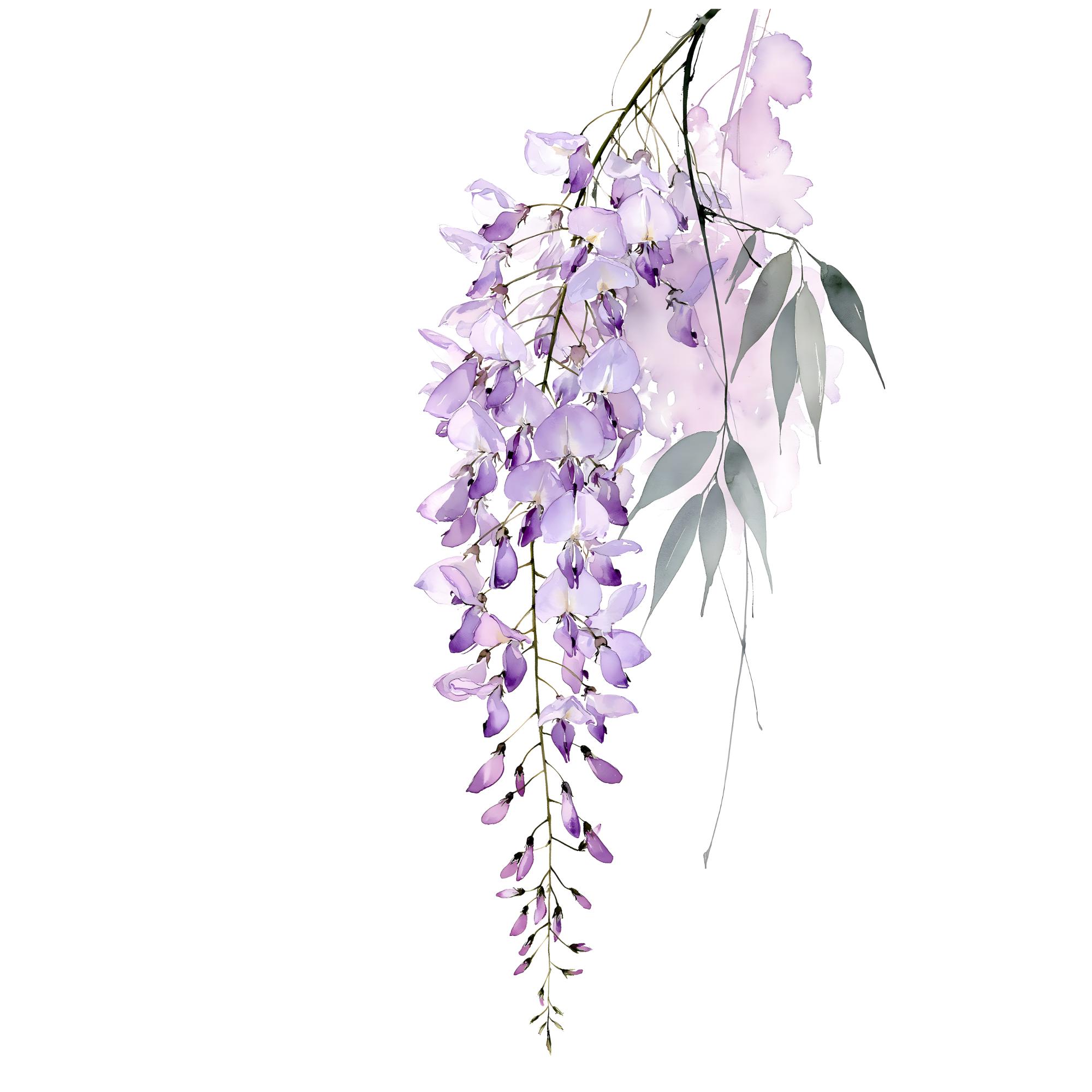 Wisteria Watercolor Print | Lavender Floral Wall Art for Bedroom Decor | Instant Download