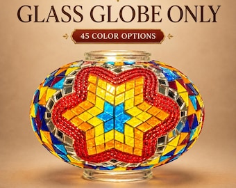 Globo de substituição para luminária de mosaico turco – Cúpula de vidro artesanal de 17 cm, 45 opções de cores
