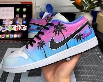 Handpainted Miami Heat custom AJ1 Lows