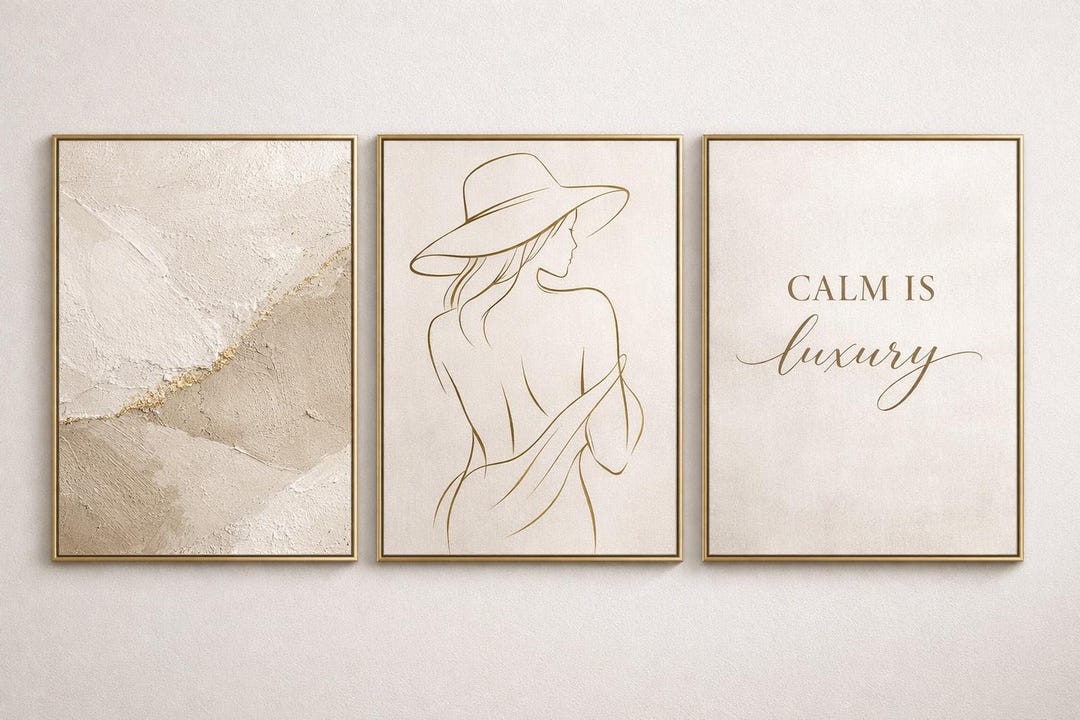 Neutral Wall Art Set of 3 Printable, Beige Minimalist Poster, Luxury ...