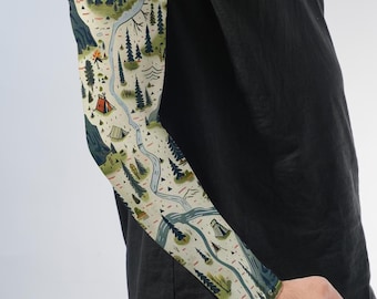 Mountain Forest Arm Sleeves, Wilderness Landscape Compression Sleeves, Nature UV Protection Arm Covers