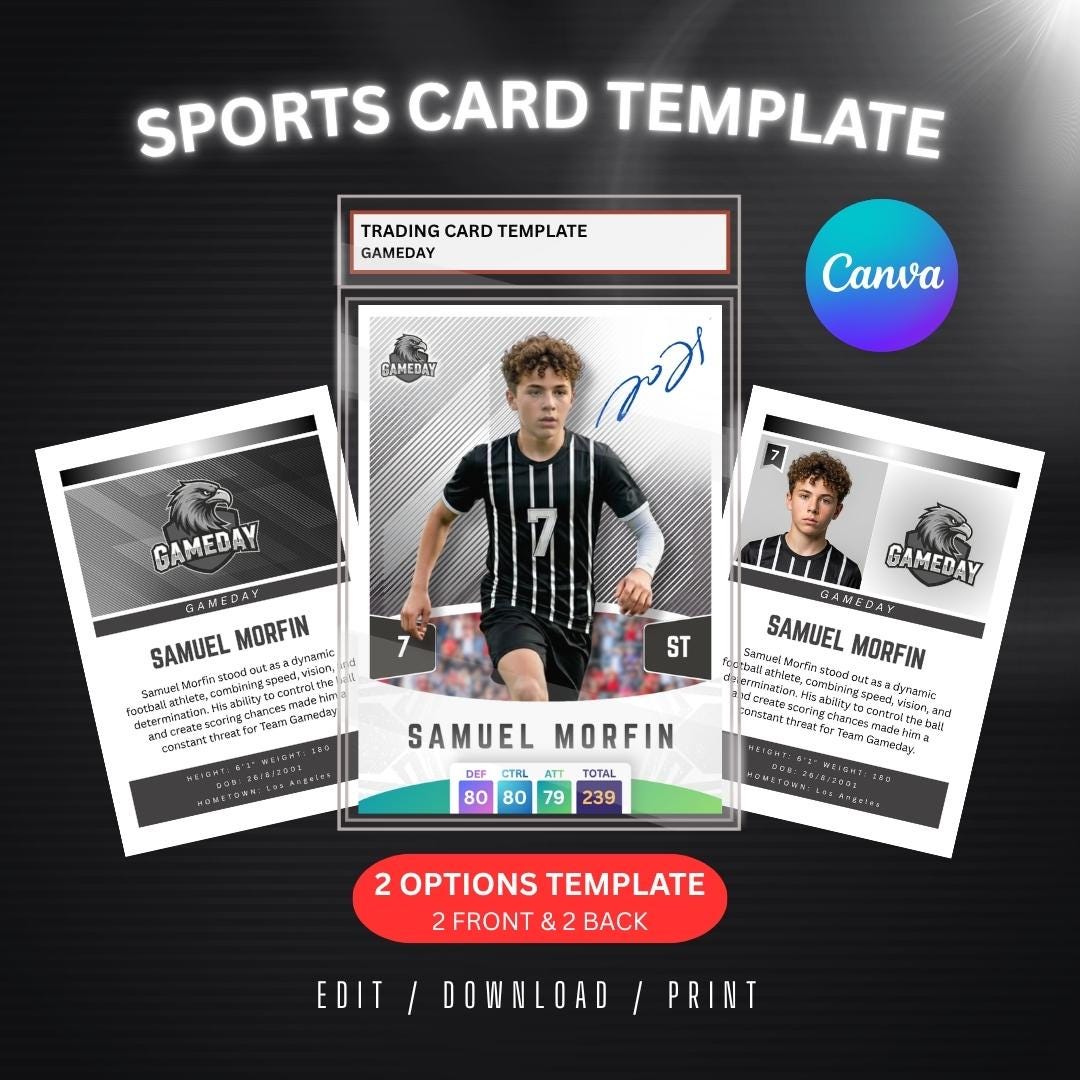 Sports Trading Card Canva Template, Editable Player Design (digital ...