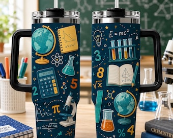 Science Teacher Tumbler, STEM Teacher Gift, Personalized School Tumbler, Chemistry Physics Math Mug, Back To School Gift