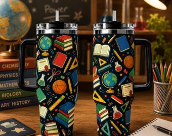 Tazza termica per materiale scolastico, tazza da viaggio per insegnanti, tazza termica accademica per caffè, regalo per il ritorno a scuola, tazza per lo studio degli studenti