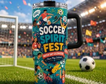 Bicchiere termico Soccer Spirit da 40 oz, tazza da viaggio per il giorno della partita, tazza per tifosi di calcio, regalo per gli amanti del calcio, bicchiere sportivo per il giorno della partita
