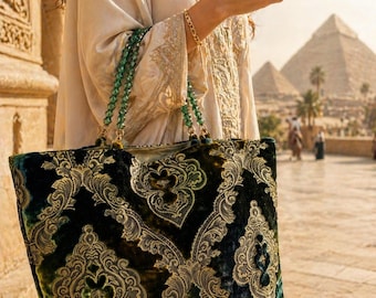 Oversized Velvet Tote, Handmade Shoulder Carryall, Statement Fabric Bag, Elegant Gift for Her, Travel Ready Beach Accessory, Luxury Style