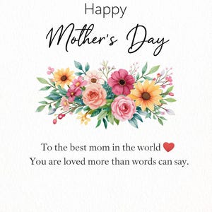 Floral Mother's Day Card, Daisy Mom Greeting, Instant Download (Digital Gift) image 8