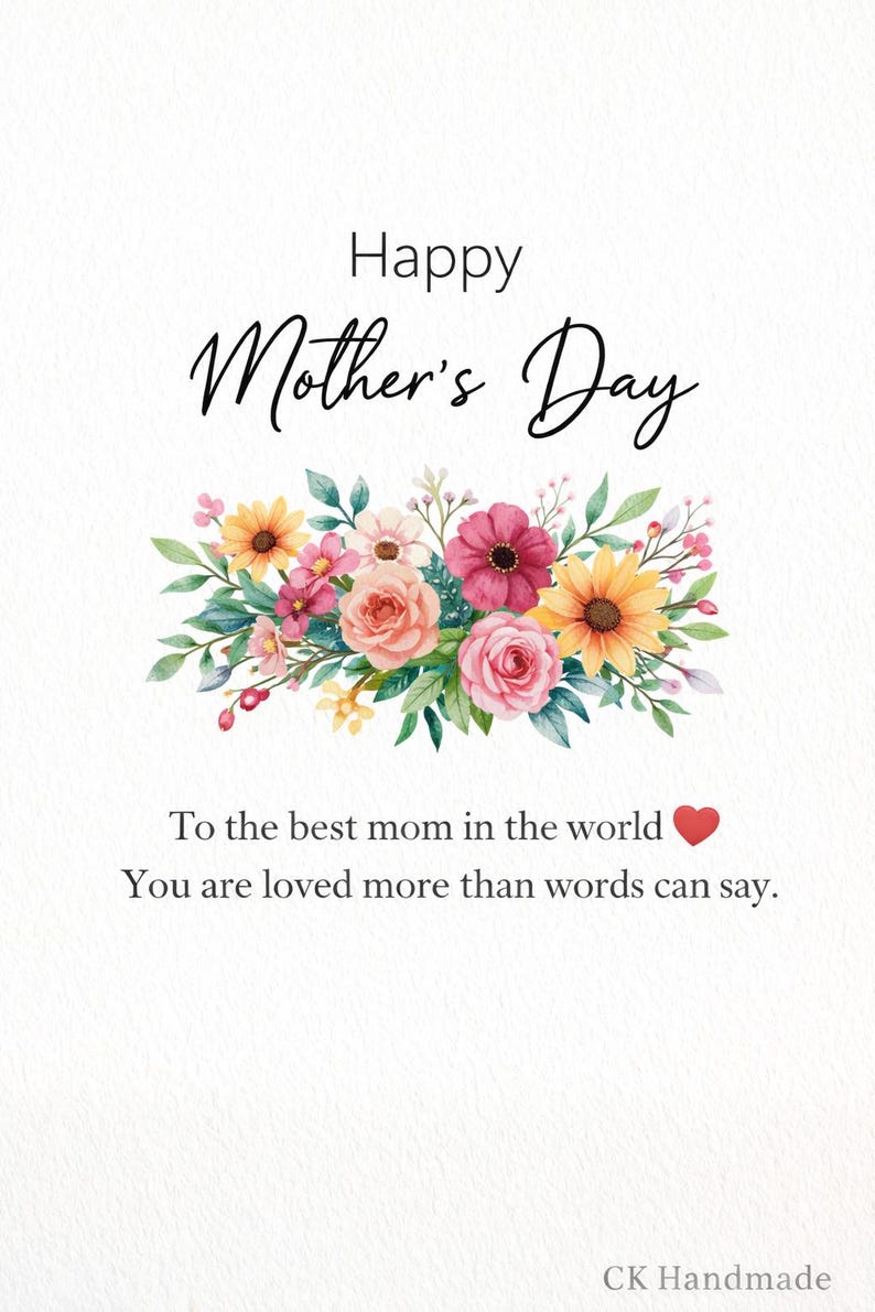 Floral Mother's Day Card, Daisy Mom Greeting, Instant Download (Digital Gift) image 8