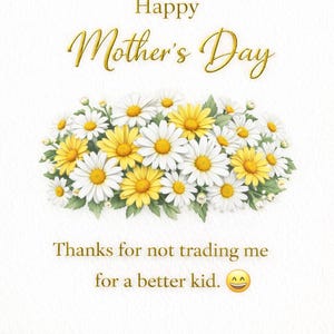 Floral Mother's Day Card, Daisy Mom Greeting, Instant Download (Digital Gift) image 4