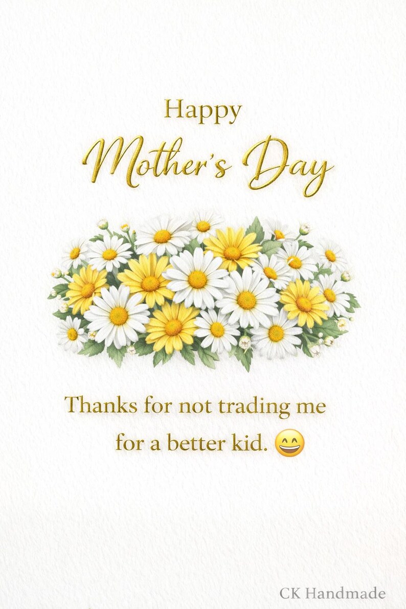 Floral Mother's Day Card, Daisy Mom Greeting, Instant Download (Digital Gift) image 4