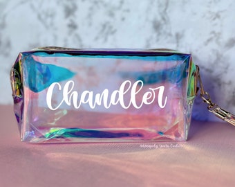 Custom Holographic Makeup Bag | Bachelorette Party Gift Personalized