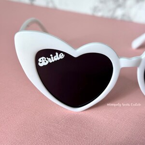 Bride Custom Retro Heart Sunglasses | Bachelorette Party Gift Personalized