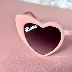 Babe Custom Retro Heart Sunglasses | Bachelorette Party Gift Personalized