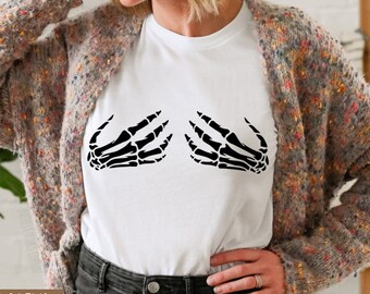 Schedel handen Womens T-shirt Unisex