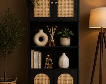 Tall Narrow Storage Cabinet Slim Bathroom Organizer with Doors and Shelves Space Saving Freestanding Unit for Kitchen Living Room Entryway