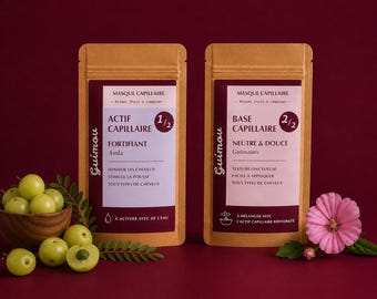 Masque capillaire Fortifiant Amla | Soin cheveux naturel | Poudre à activer | 100% Végétal Végan Sans Conservateurs  GUIMOV, FRANCE