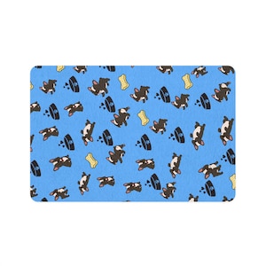 Tappetino per la pappa del cane, con motivo blu.