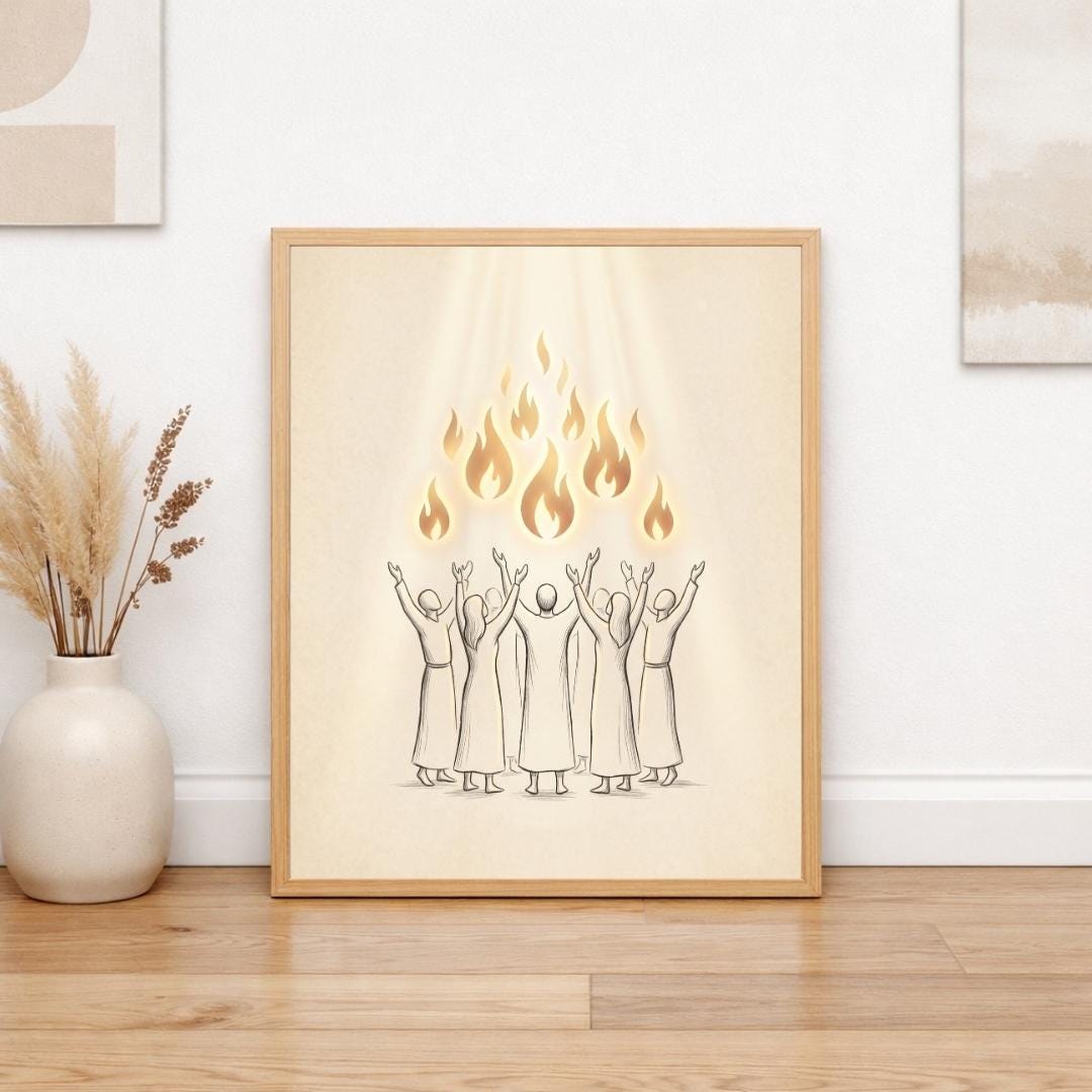 Pentecost Holy Spirit Fire Printable Wall Art, Minimalist Christian ...