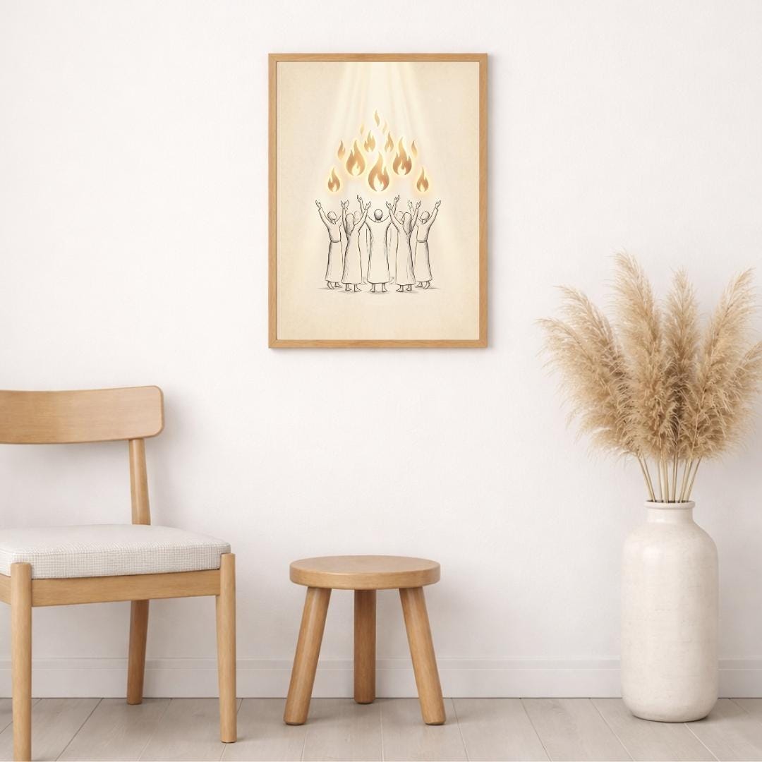 Pentecost Holy Spirit Fire Printable Wall Art, Minimalist Christian ...