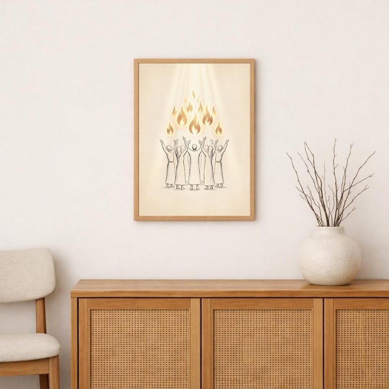 Pentecost Holy Spirit Fire Printable Wall Art, Minimalist Christian ...