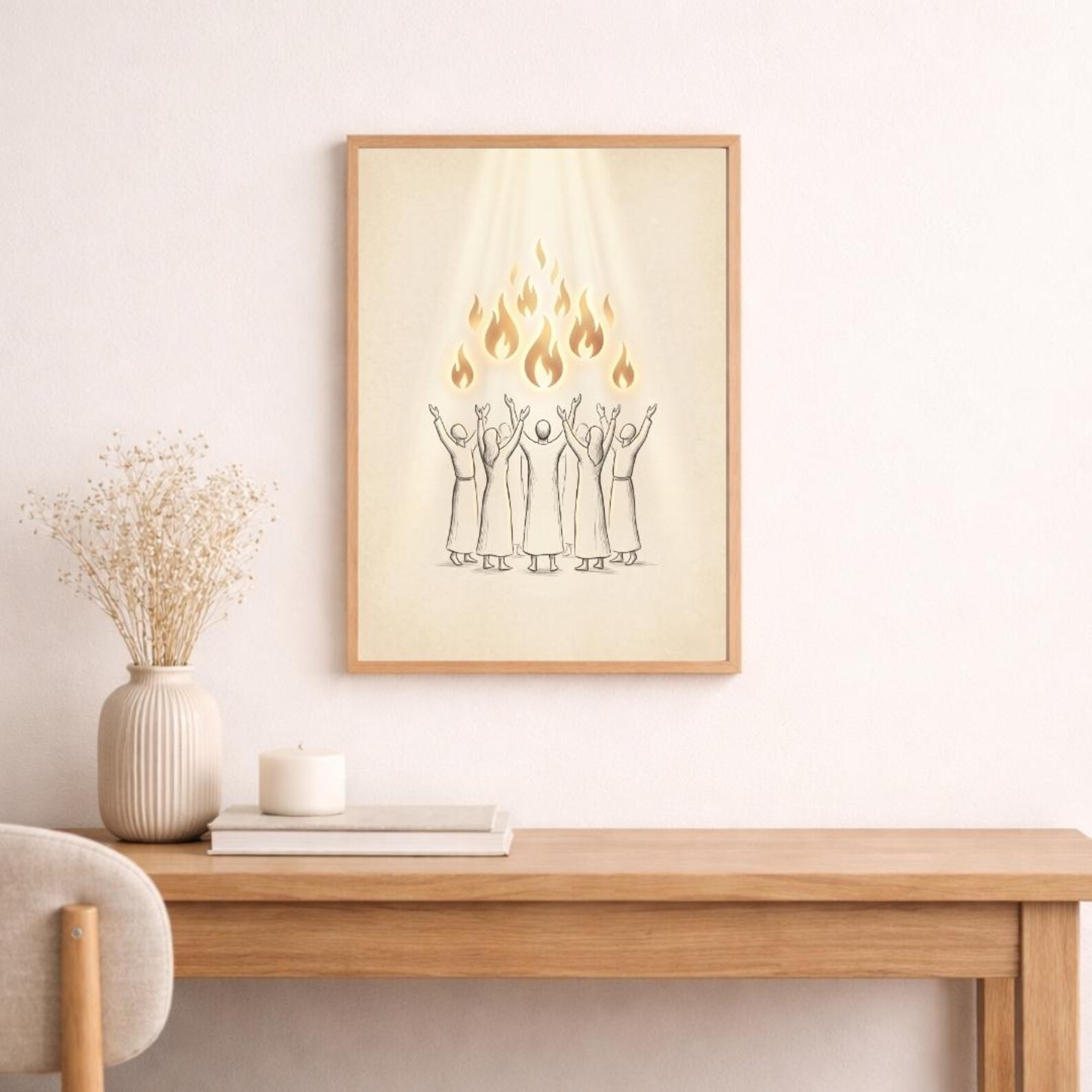 Pentecost Holy Spirit Fire Printable Wall Art, Minimalist Christian ...