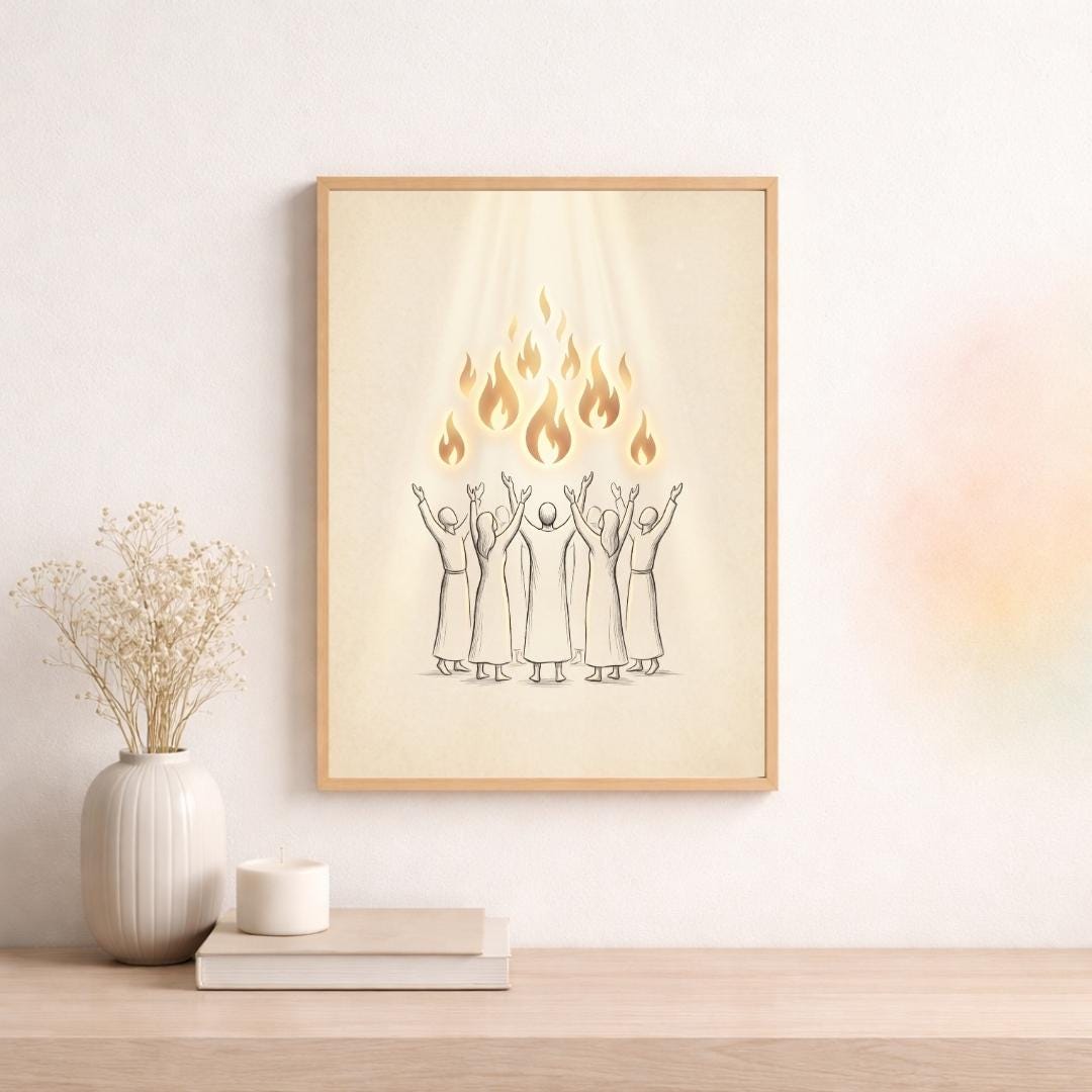 Pentecost Holy Spirit Fire Printable Wall Art, Minimalist Christian ...