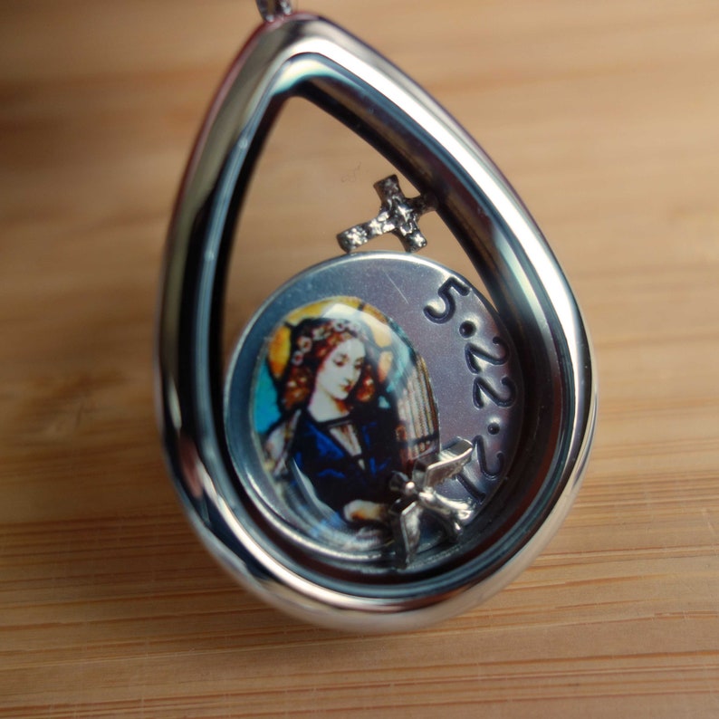 Confirmation saint floating locket Pick your Confirmation saint confirmation GIFT for girls teens catholic jewelry custom, made to order image 3