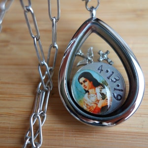 Confirmation saint floating locket Pick your Confirmation saint confirmation GIFT for girls teens catholic jewelry custom, made to order image 1