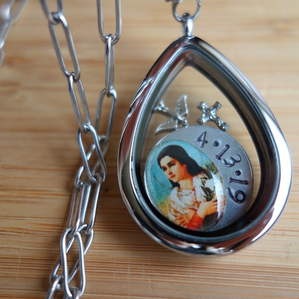 Confirmation saint floating locket! Pick your Confirmation saint- confirmation GIFT for girls teens catholic jewelry custom, made to order