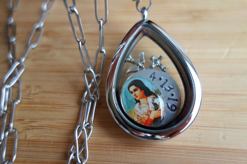 Confirmation saint floating locket Pick your Confirmation saint confirmation GIFT for girls teens catholic jewelry custom, made to order image 1