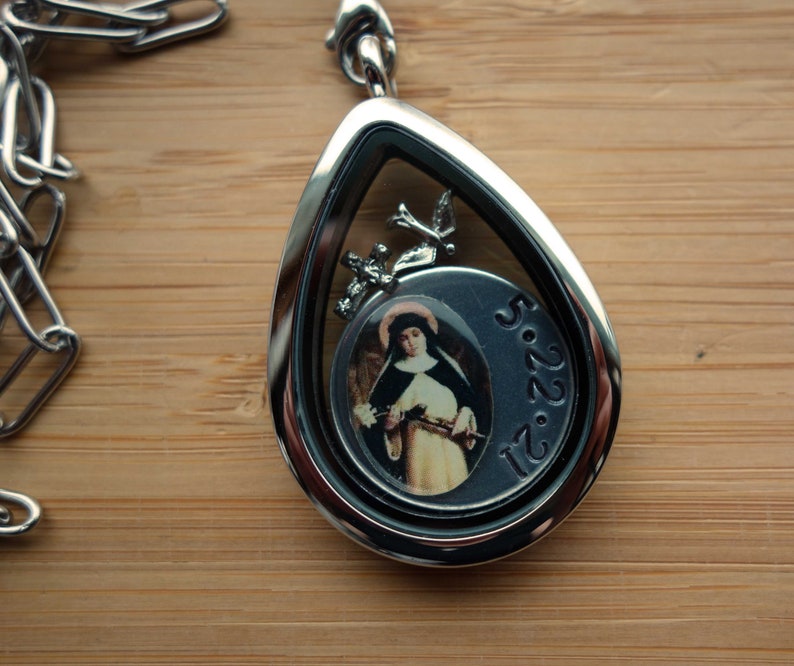 Confirmation saint floating locket Pick your Confirmation saint confirmation GIFT for girls teens catholic jewelry custom, made to order image 5