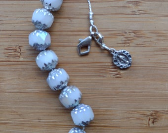 Bracelet chaplet or novena counter -Tower of Ivory- Litany of Loreto inspired, titles for Mary- Marian jewelry tenner rosary chaplet catholi