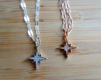 Dainty Star necklace Our Lady of Guadalupe reminiscent star of the sea optional miraculous medal add on celestial necklace sterling silver