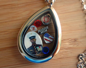 Military army navy marine air force mom locket necklace!Perfect army wife army girlfriend mother's day deployment gift, military graduation