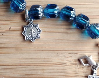 Bracelet chaplet or novena counter -Star of the Sea- Litany of Loreto inspired, titles for Mary- Marian jewelry tenner rosary chaplet