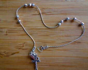 Chaplet bracelet, sacrifice beads or flying novena. Bracelet has ten beads sterling silver, stopper beads hold place. Catholic gift for her