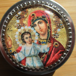 Item # 25~ Orthodox style Icon rosary case Theotokos Mother of God  confirmation catholic first communion gift boy girl baptism