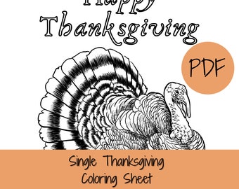 Thanksgiving Coloring Sheet | Single Page | PDF | Digital Download | Printable