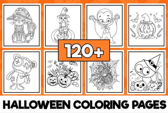 130 Halloween Coloring Pages Digital Download Printable
