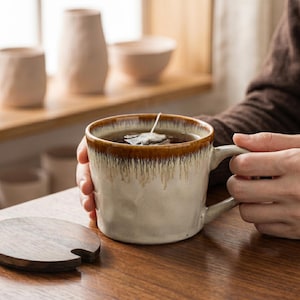 Rustic Handmade Ceramic Coffee Mug | Wabi Sabi Stoneware Tea Cup | Minimalist Earthy Pottery | Unique Gift for Coffee Lovers