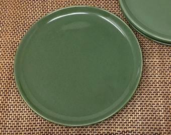 Russel Wright, Cedar Green Salad Plates, MCM Design, American Modern, Steubenville Pottery, 1950s